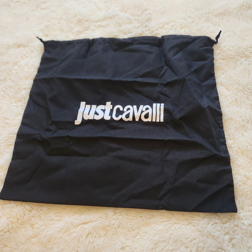 NWT Just Cavalli Black Tiger Head Plaque Convertible Crossbody Clutch Gold Chain - Picture 13 of 16